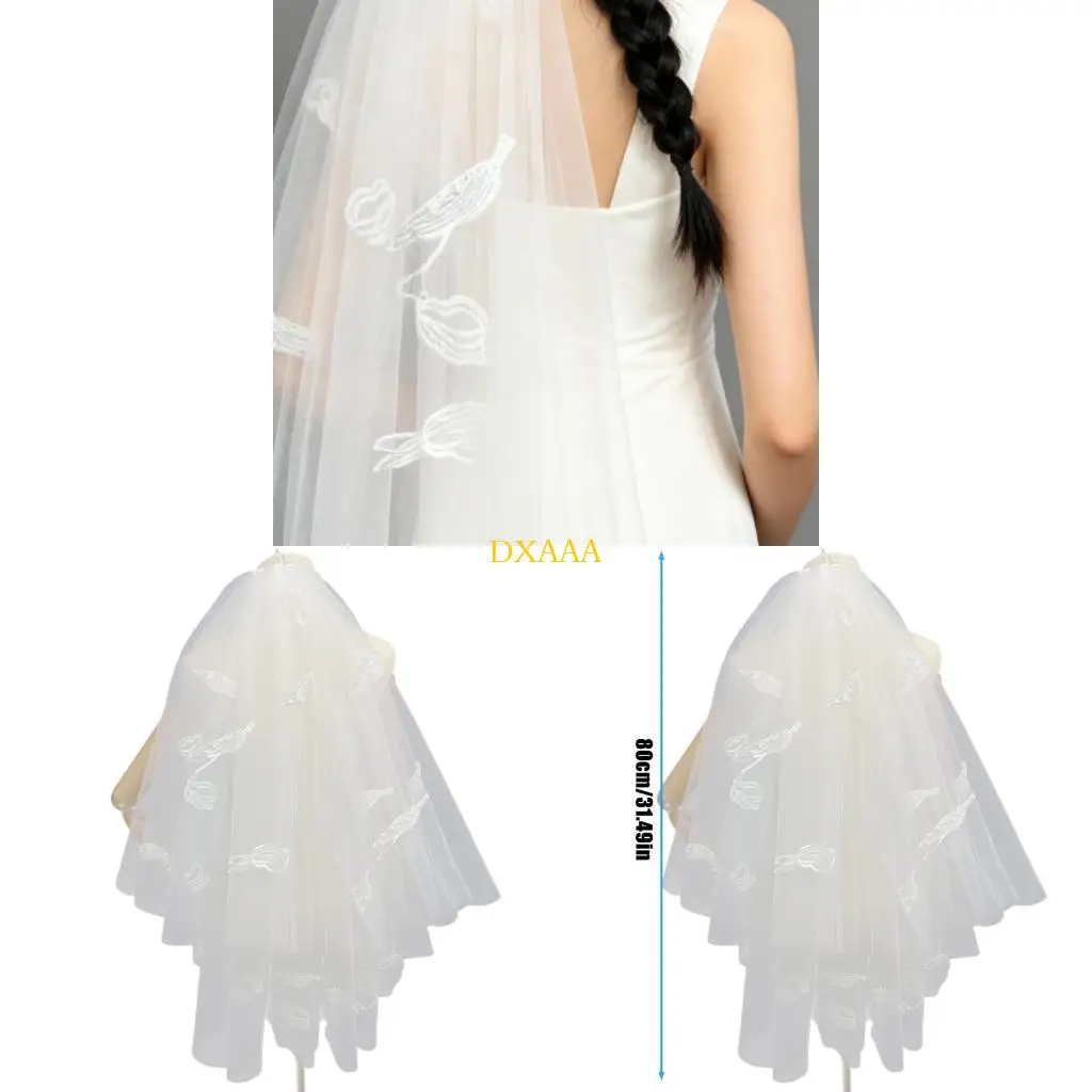 

DXAA Stylish Pearls Embroidered Flower Veil Headpiece For Daily Special Occasion