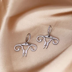 Kinitial Stainless Steel Back Off Recycled Aluminum Earrings Women Girls Uterus Doctor Nurse Fashion Jewelry Drop Earrings