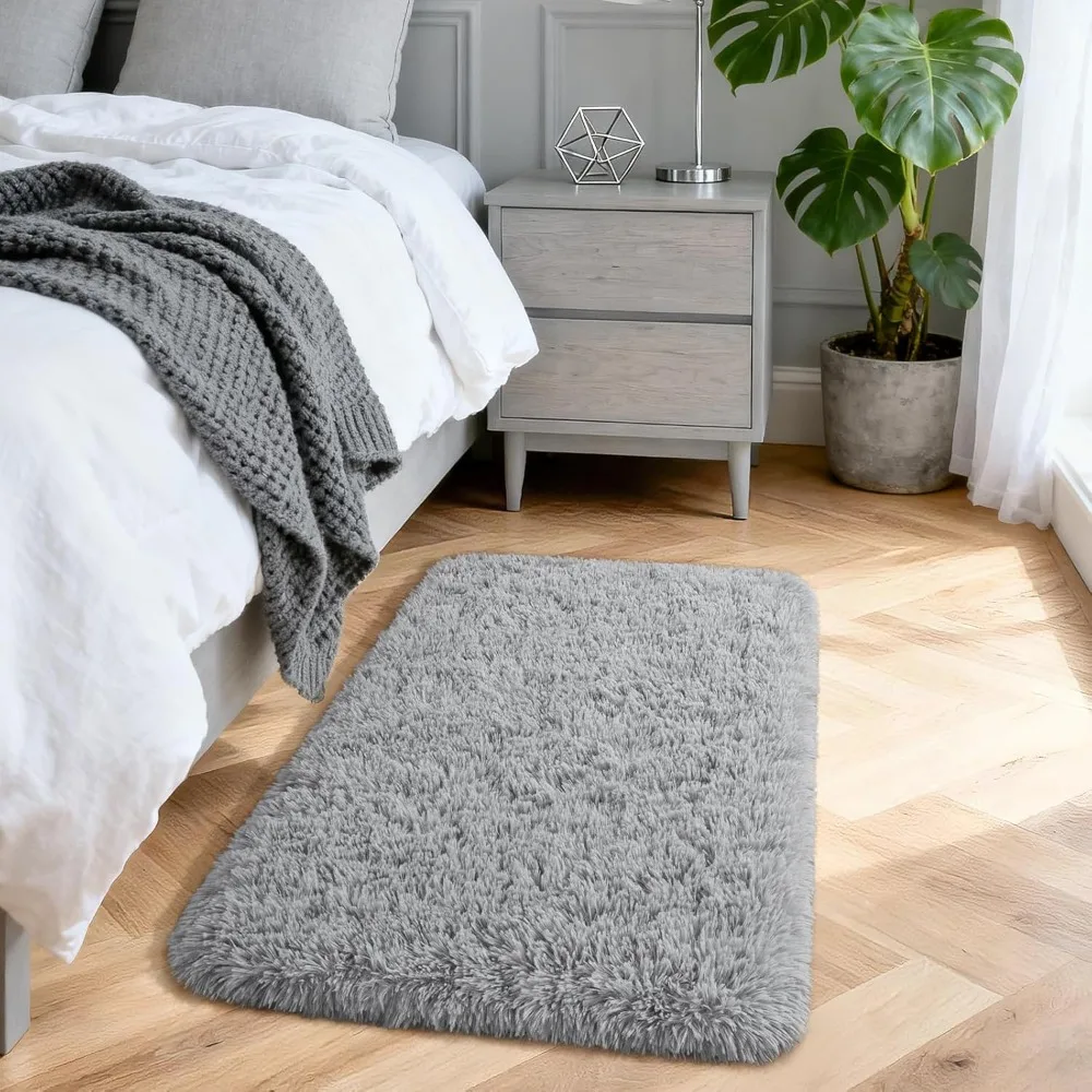 

Soft Shaggy Area Rug – Plush Non-Slip Floor Carpet for Bedroom, Nursery & Dorm (2x3 ft, Grey)
