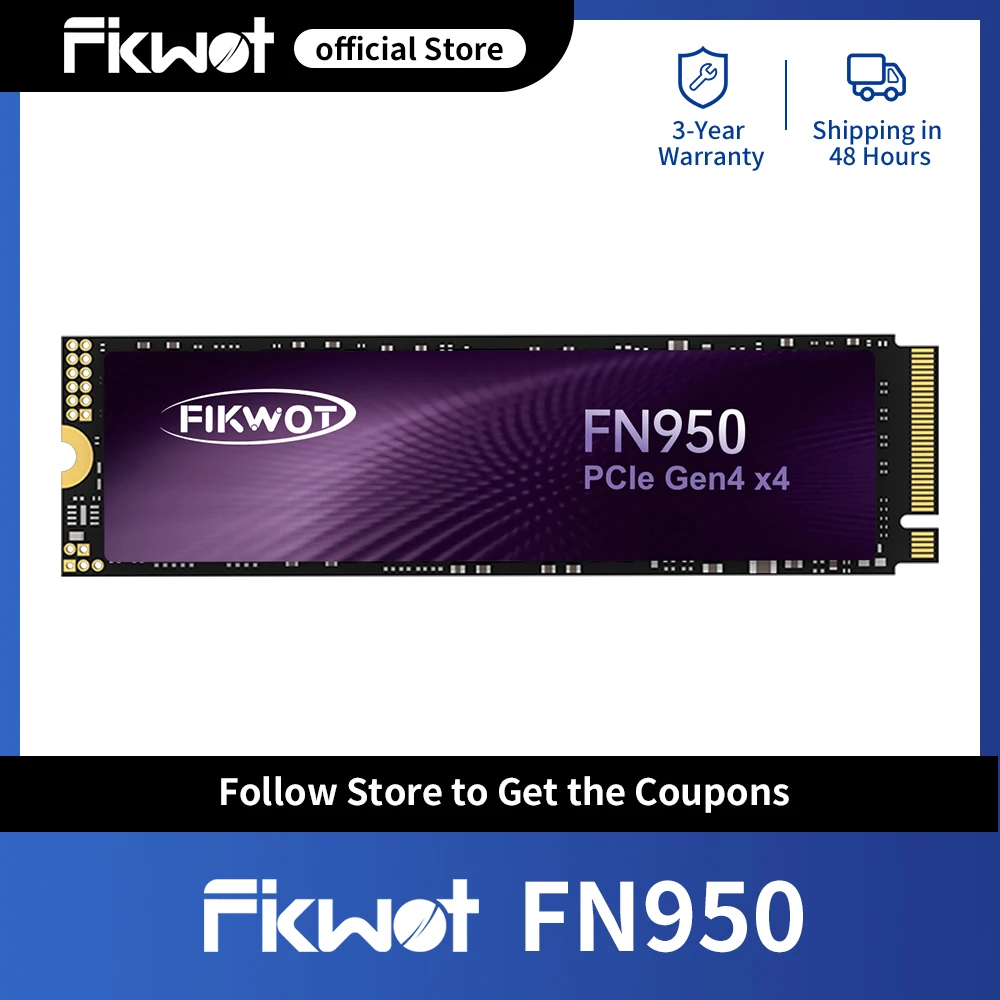 

Fikwot FN950 M.2 SSD 1TB 2TB 4TB PCIe4.0x4 5000MB/s NVMe M.2 2280 SSD Hard Drive Internal Solid State Drive for PS5 Laptop Pc
