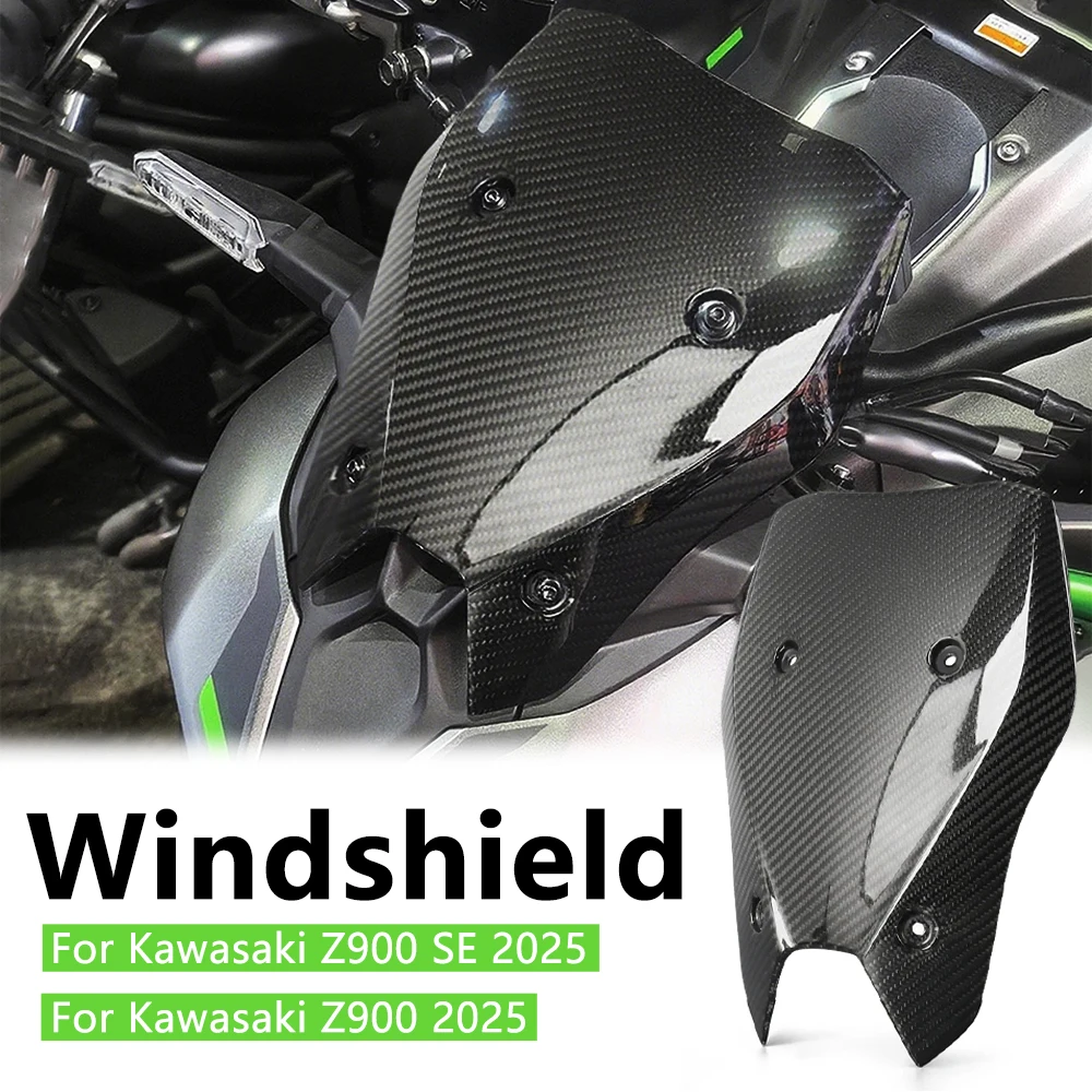 

New Motorcycle Carbon Fiber Material Front Windshield For Kawasaki Z 900 Z900 SE 2025 WindScreen Deflectors Accessories