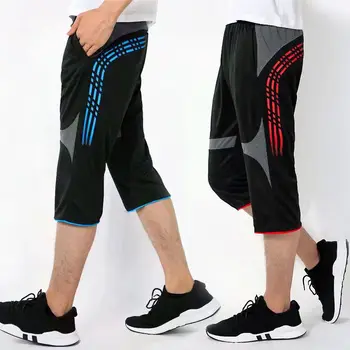 Men Football Soccer Training 3/4 Sport Pants Elasticity Legging Running Pants Athletic Jogging Gym Trousers