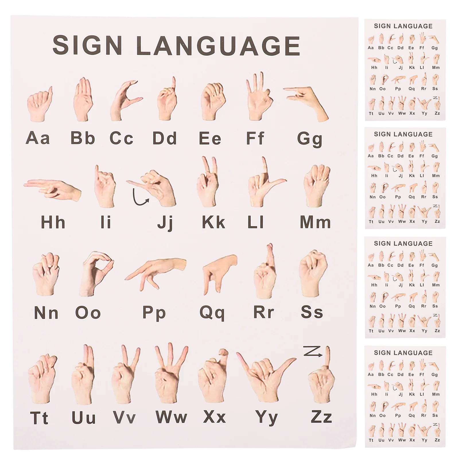 8 fogli di poster di apprendimento Asl, alfabeto linguistico dei gesti per principianti, aula, decorazione della parete di casa, grafico educativo