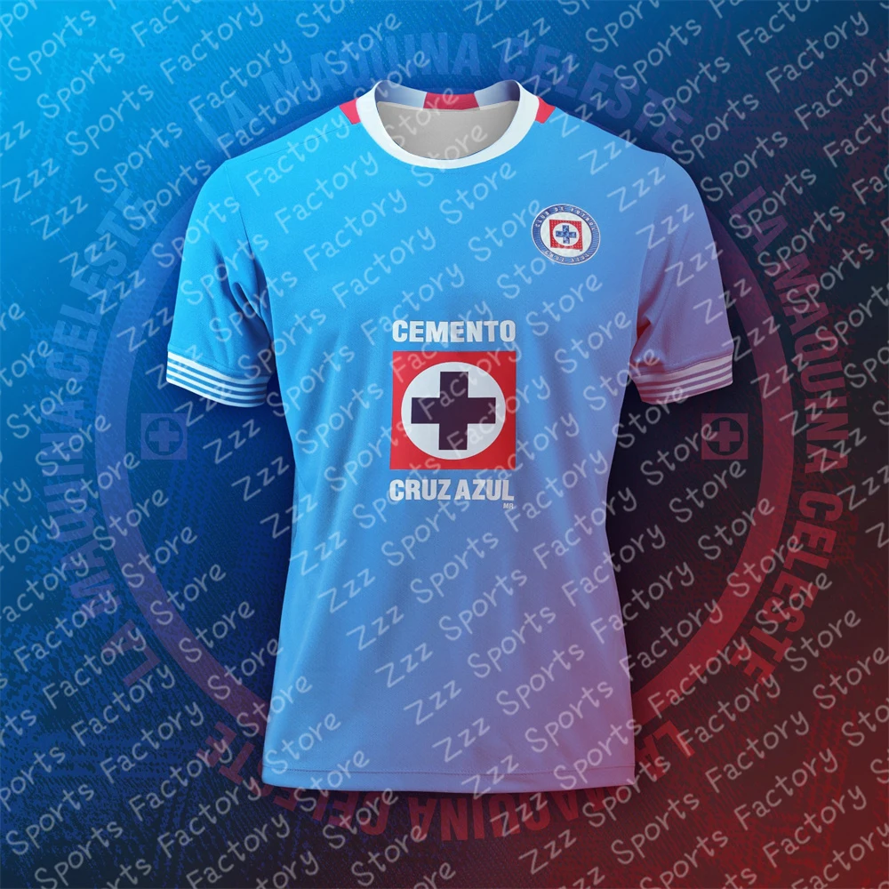 

Liga MX 25 Cruz Azul Home_Away Training Jersey Summer Short Sleeve T Shirt Football Sportswear Printed motorcycle breathability