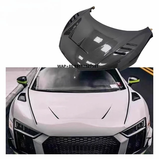 

For R8 4S3 Carbon Fiber Hood Body Kit R8 2017 2018 Carbon Fiber Front Vented Bonnet Hood
