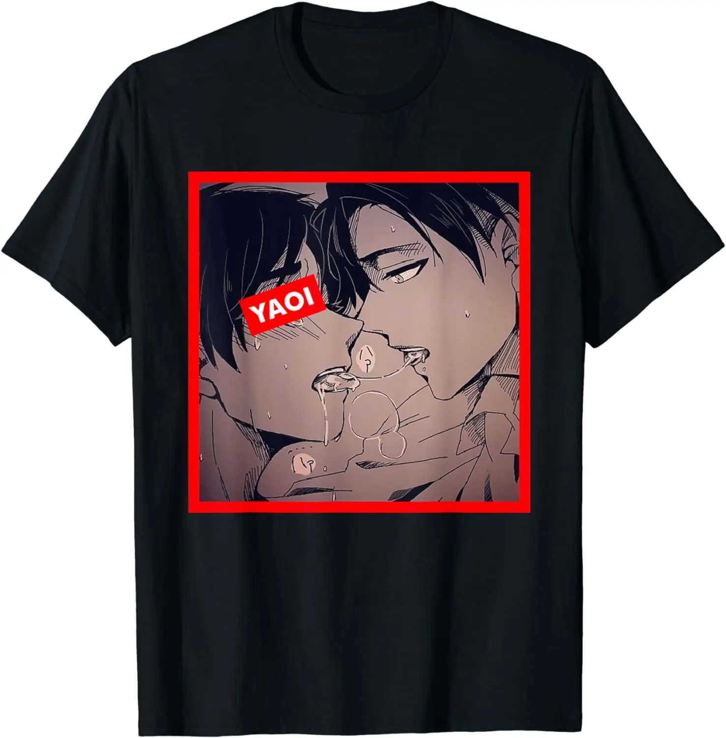 Messy Yaoi Ahegao Kiss Shota Lovers T-shirt Hentai Harajuku Shirt Summer Short Sleeved Round Neck Fashion Loose Clothing