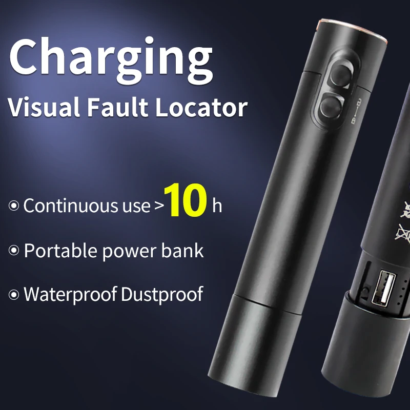 

Rechargeable 2000mAh Lithium Battery Fiber Optic Cable Tester Pen: 5-60MW Red Laser VFL with SC/FC/ST Connector