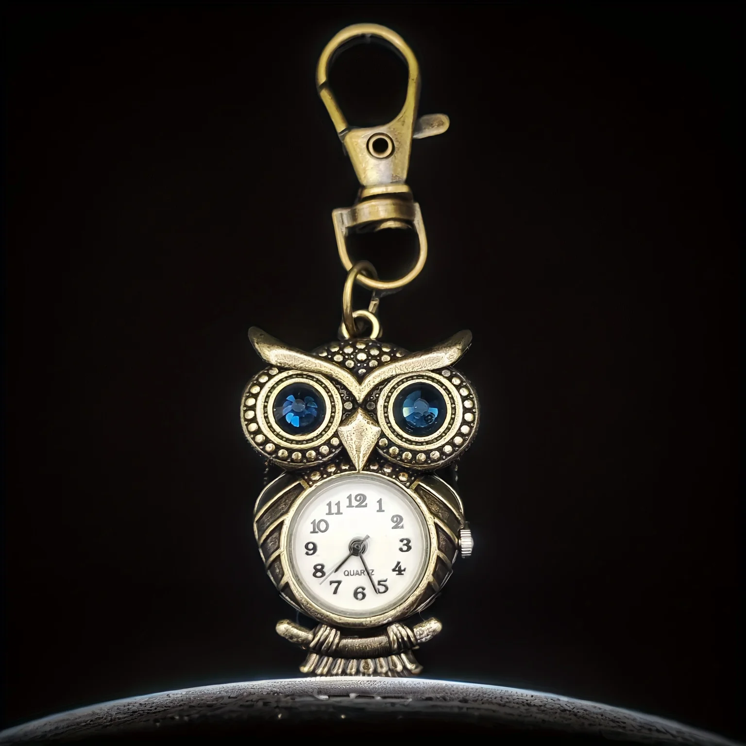Vintage Noble Owl Diamond Keychain Watch