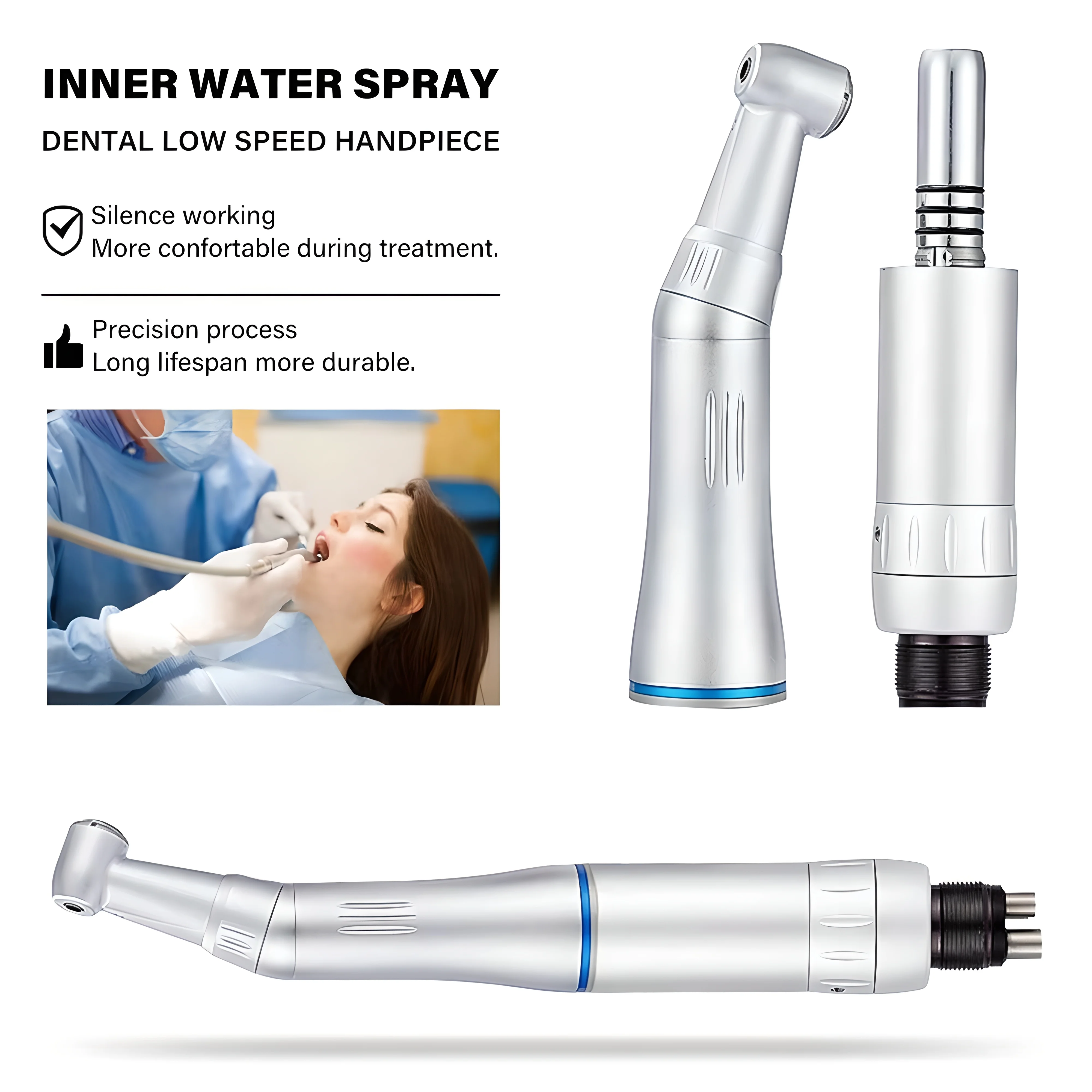 

Dental Inner Water Spray Low Speed Air Turbine Handpiece Designed Dentists Clinical Settings Provides Precise