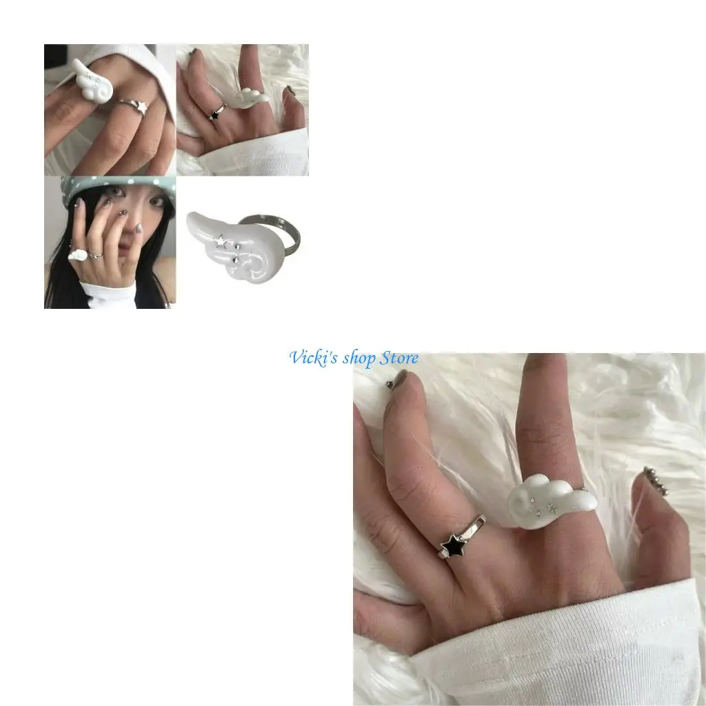 

Shimmering Cubic Zirconia Open Ring For Women Men Adjustable Punk Gothic Ring