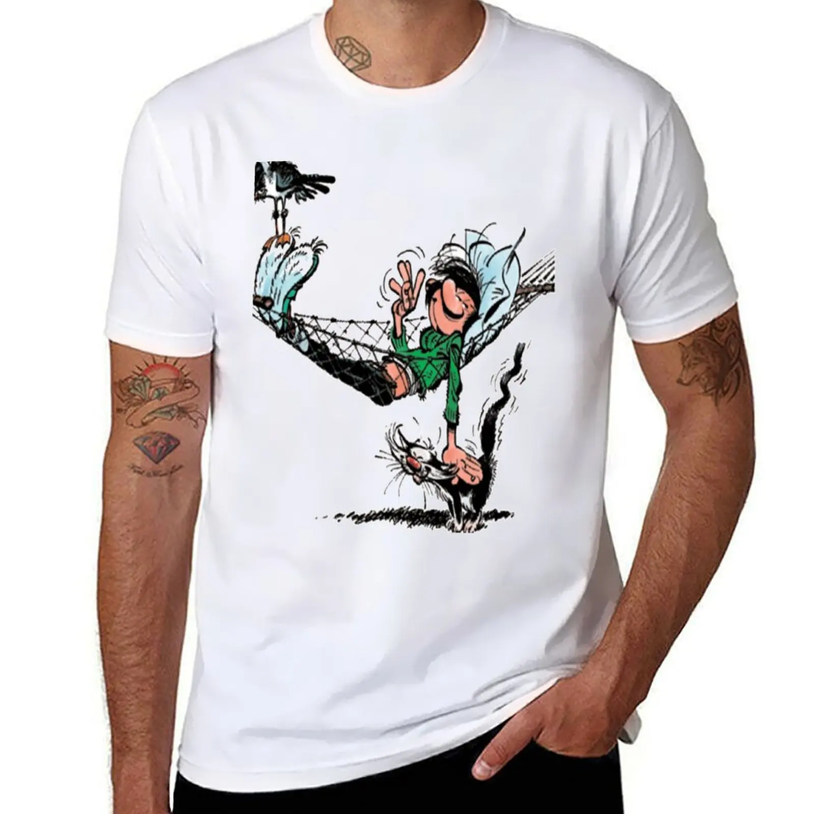 

Gaston Lagaffe T-Shirt black cotton t-shirt plain for man package funny t shirts cotton T-Shirt
