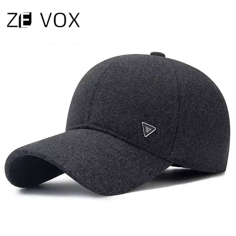 Winter Warm Fitted Closure Dad Hat Earflap Solid Color Windproof Outdoor Trucker Hat Baseball Cap for Men Male Thick Velvet