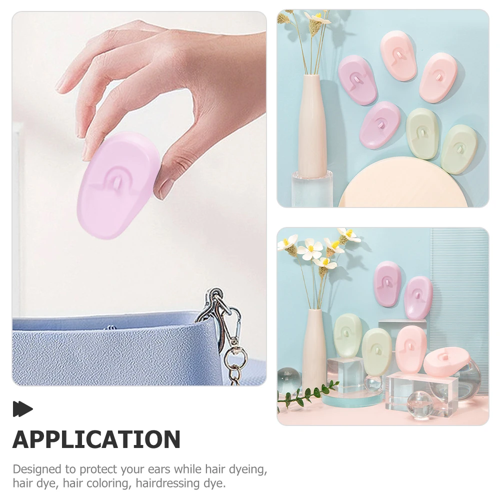 

3 Pairs Ear Protection Silicone Covers for Hair Dyeing Coloring Salon Use Reusable Pink Purple Green Shower Bath