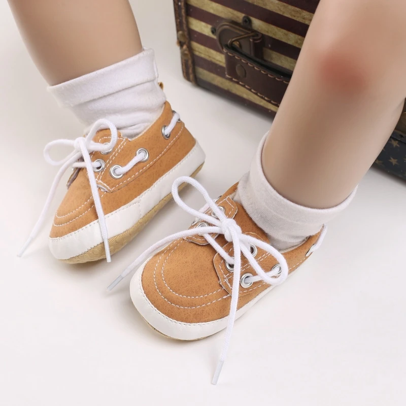 Toddler Baby Girls Boys Soft Sole Casual Shoes Contrast Color Tie Flats Casual Walking Shoes for Newborn Infant