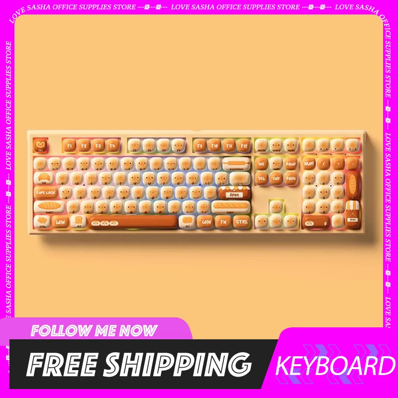 Imagem -02 - Teclado Mecânico Três Modos Hot-swap Rgb Steamed Bun Paradise Customized Cute Acessórios para Gamer Office Akko-mg108b