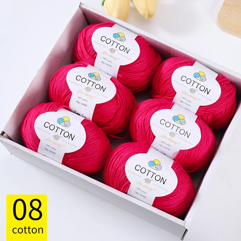 8-fädiges 100% Baumwollgarn, 1 Packung = 6 Knäuel = 300g, Geeignet für Schals, Mützen, Pullover, Mäntel & Mehr, Lebendige Farben, Nicht-ballend – Detail 2