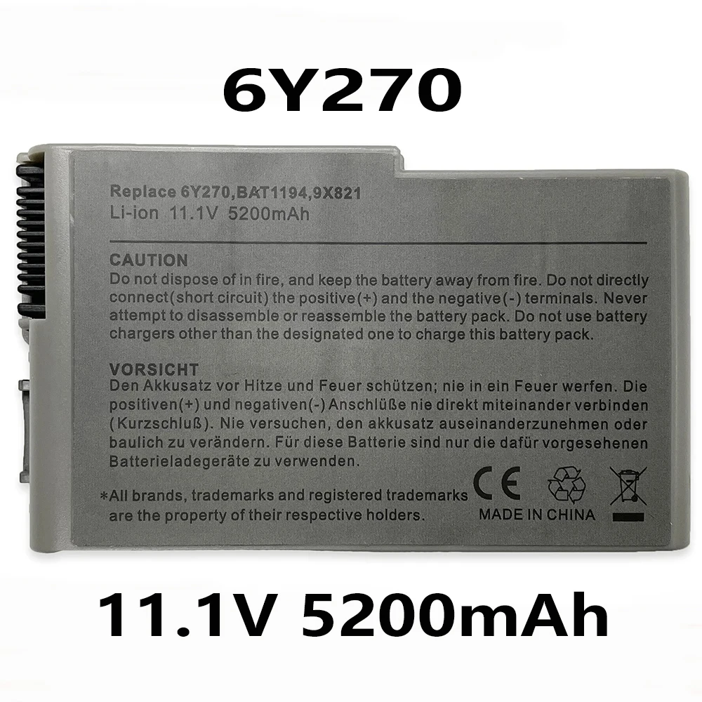 6Y270 11.1V 5200mAh Laptop Battery For Dell Latitude D600 D610 D500 D510 D530 D505 D520 Series Laptop Notebook