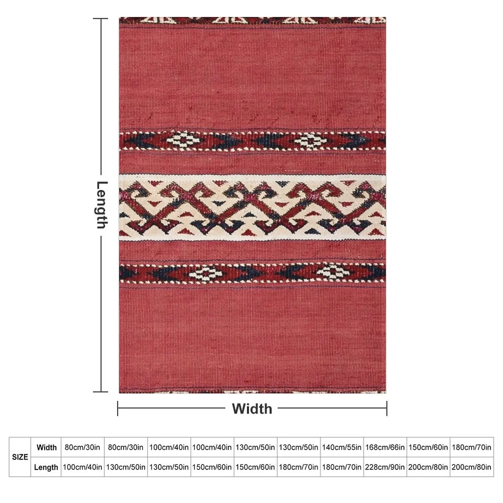 Triangle Stripe Kilim 19th Century Authentic Colorful Picture of a Red Black and White Rug Throw Blanket Cute Plaid Blankets