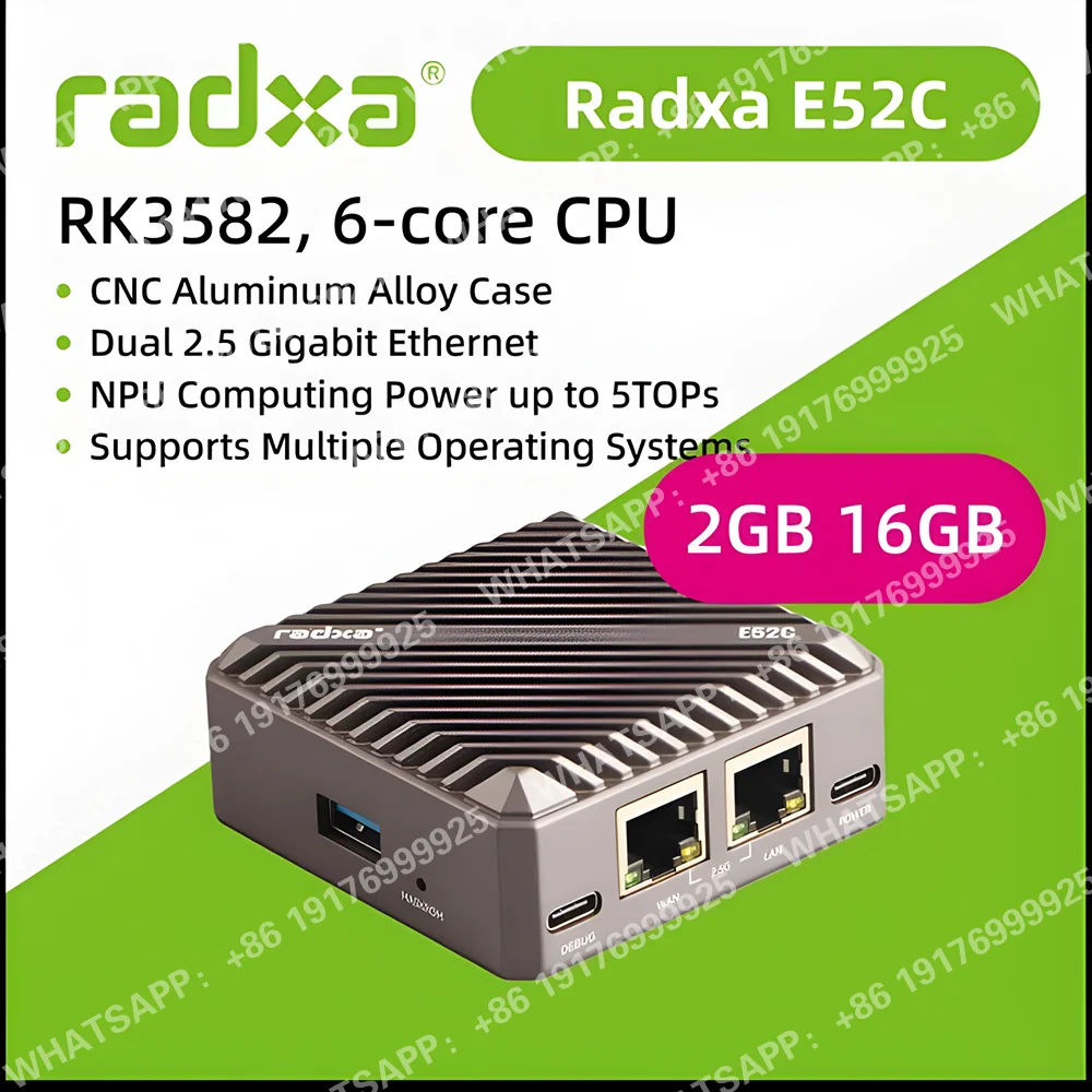 Dual 2.5 Gigabit Ethernet Radxa E52c, 6-core Cpu, Aluminum Alloy , 5tops Npu