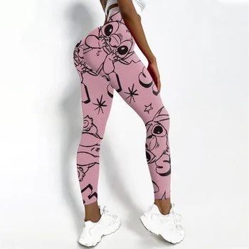 Collants de sport de Yoga imprimés Disney Stitch, pantalons de course pour femmes, collants Sexy de levage des hanches, pantalons Push Up de gymnastique