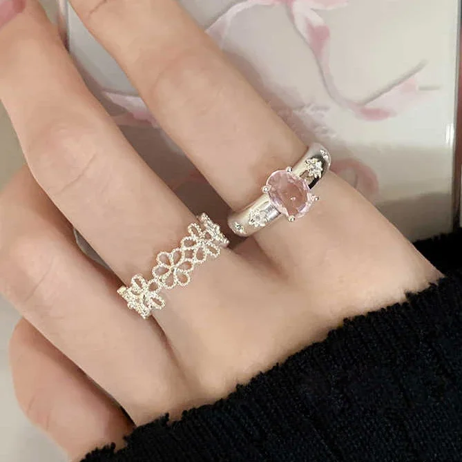 

Настоящее серебро 925 пробы с цирконом, геометрические полые цветочные кольца для женщин, минималистичные милые ювелирные изделия, аксессуары для открытия