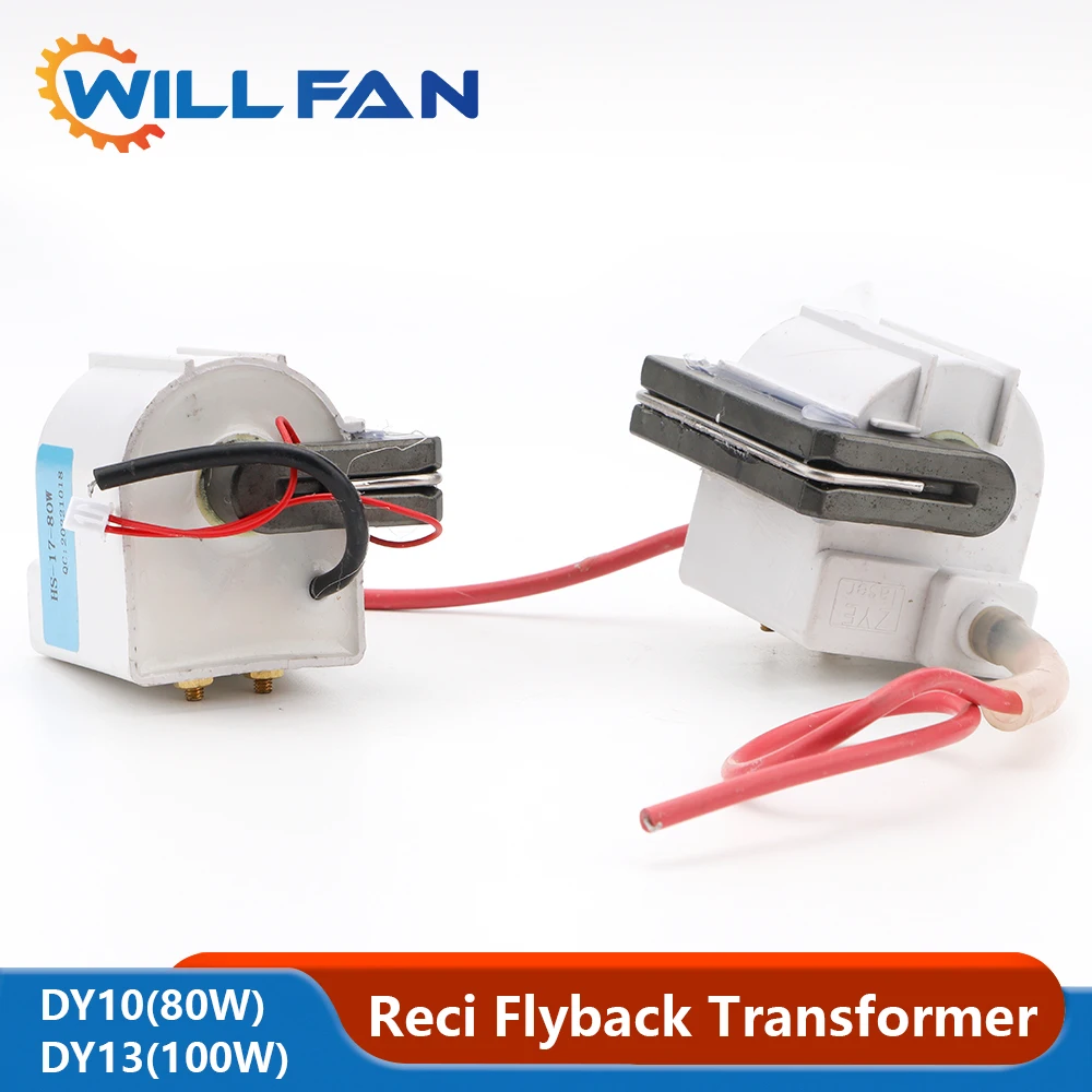 Will Fan Reci 80w 100w High Voltage Flyback Transformer Lgnition Coil For DY10 DY13 Co2 Laser Power Supply Repair Laser Parts