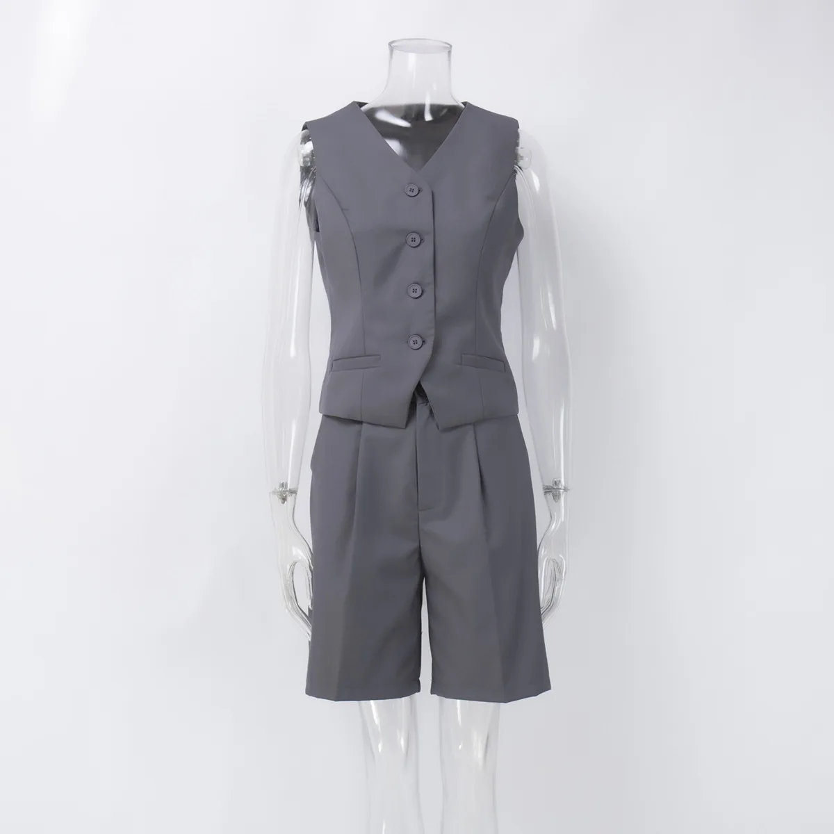 Gilet gilet costume 2026 printemps et été col en v simple boutonnage gilet droit costume short
