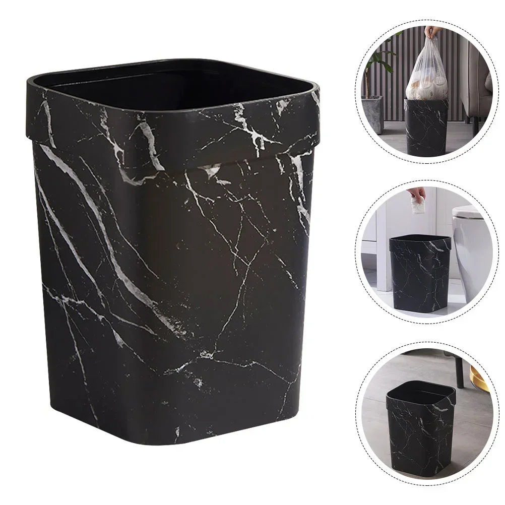 Black Bathroom Decor Marble Trash Can Garbage Car Square Office Black Bathroom Decor Plastic for