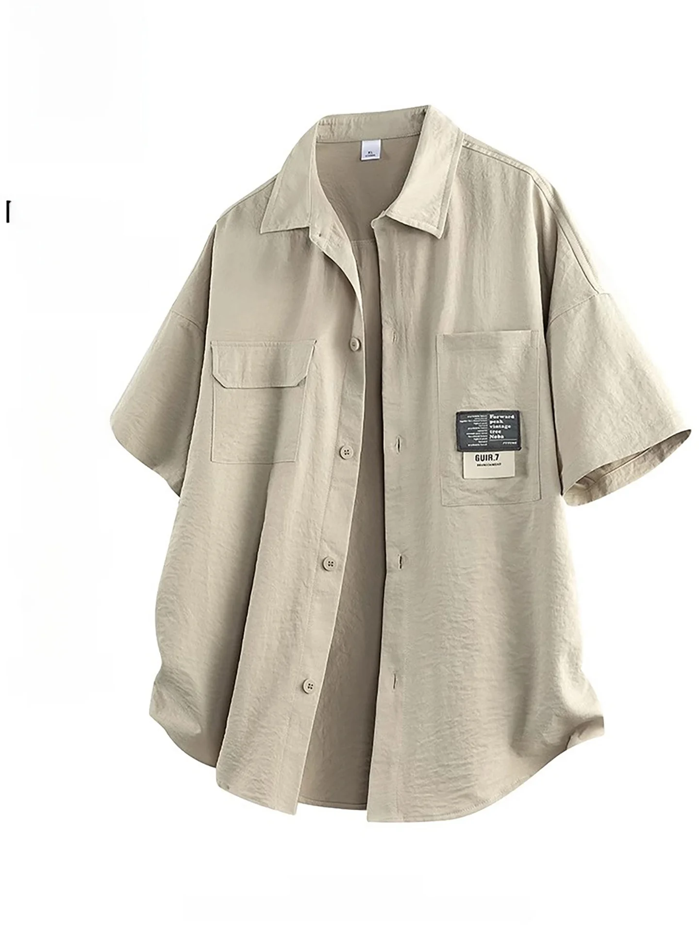 

Мужская летняя рубашка-куртка из ледяного шелка: тонкая, модная, свободного кроя, в американском стиле, премиум-класса, с коротким рукавом, дышащая