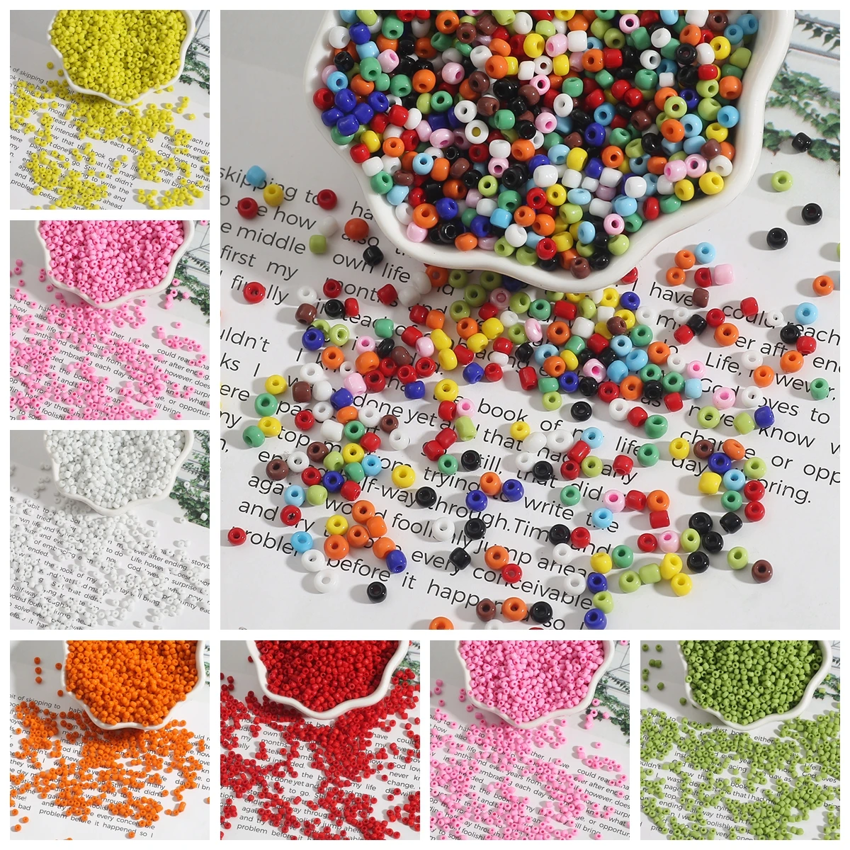 2/3/4mm Solid Color Glass Rice Beads For Artware Decoration Necklace Bracelet DIY Jewelry Making About 15g/bag 150/500/1000pcs