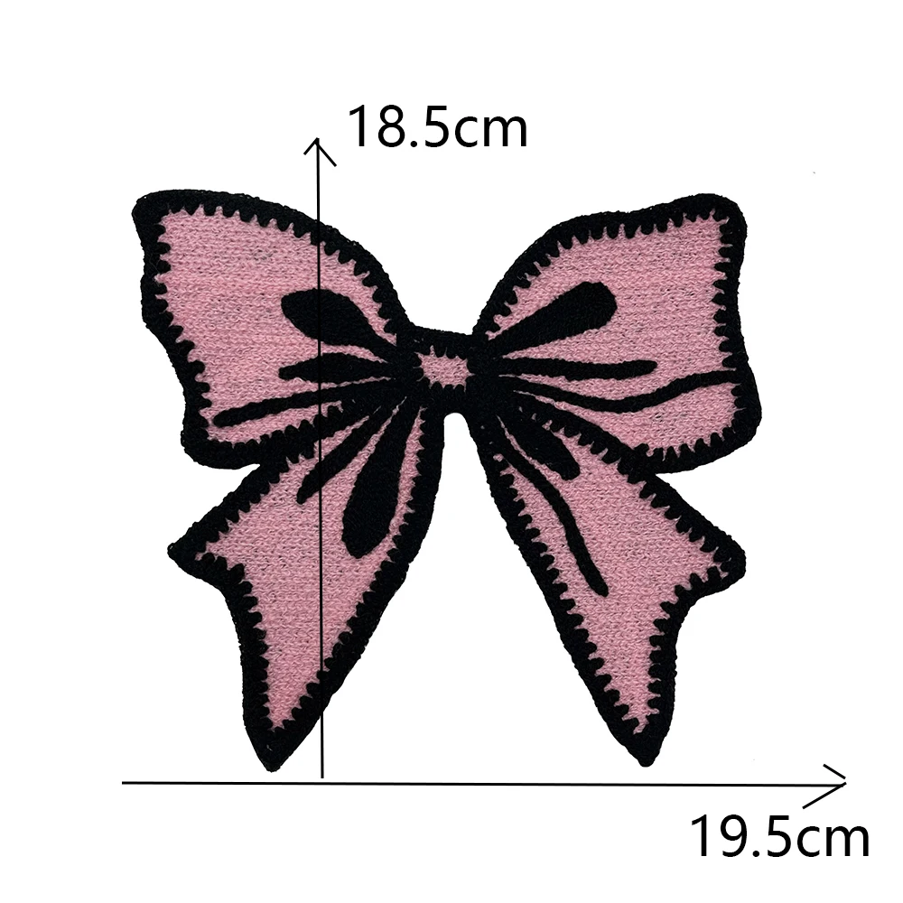 fashion Large Bow Tie Embroidery Patches for Clothing Sew on Clothes T-shirt Appliques Badge Stripe Sticker Accessories