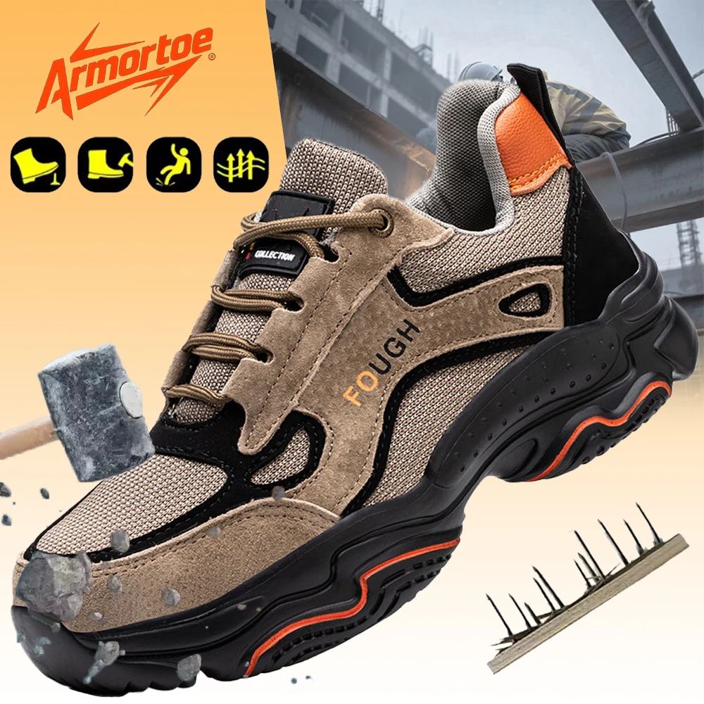 

ArmorToe New Men Steel Toe Safety Shoes Puncture-Resistant Breathable Comfortable Flexible All-Season Work Shoes #Armor3074