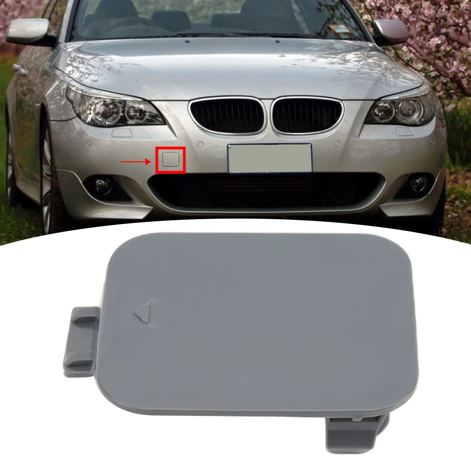 Car Front Bumper Tow Hook Eye Cap Cover 51117184708 Fit for BMW 5 Series E60 Facelift 2005‑2009 E61 Facelift 2005-2010