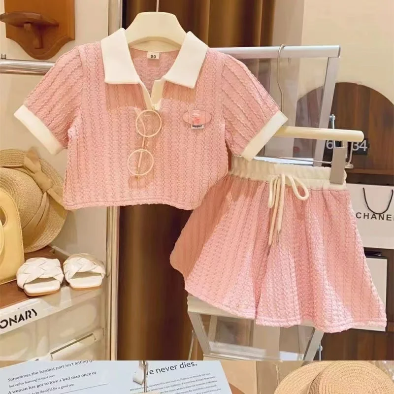 

Baby Girls Cute Sweet Clothes Set Kids Casual Short Sleeve Top Pant Outfit Summer New Children Comforts Fashion Sportswear 2-10Y