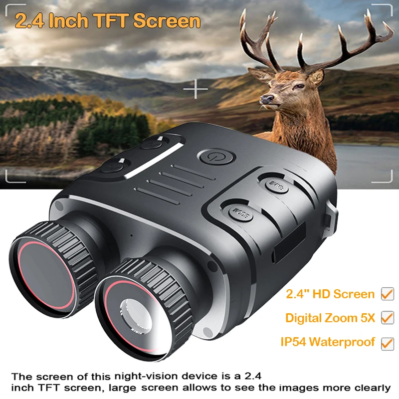 1080P Binocular Infrared Night Vision Device 5X Binocular Day Night Use Photo Video Taking Digital Zoom For Hunting Boating