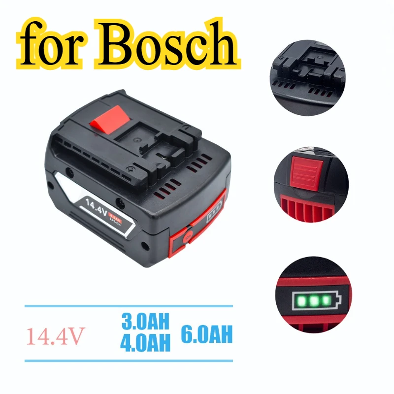

Replacement for Bosch 14.4V Battery 6000mAh High Capacity Li-ion Battery Pack for Bosch Drill Impact Wrench Power Tools