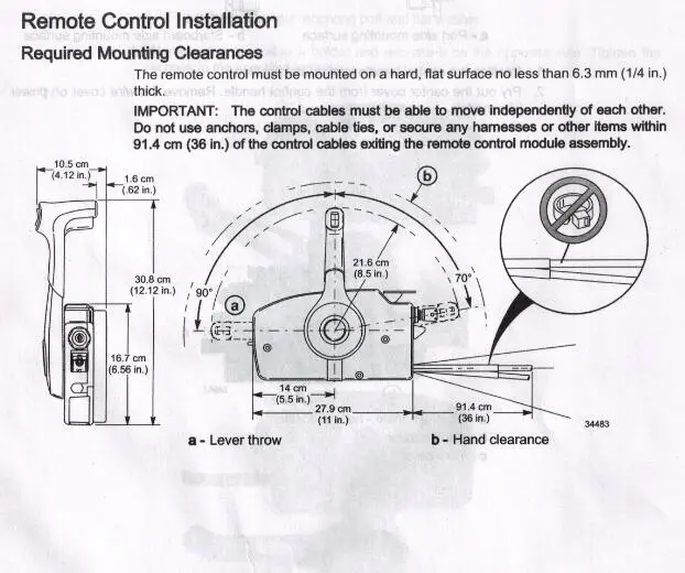 881170A13 Remote Control Box With 14 Pin 15FT Cable Side Mount For Mercury Outboard Engine