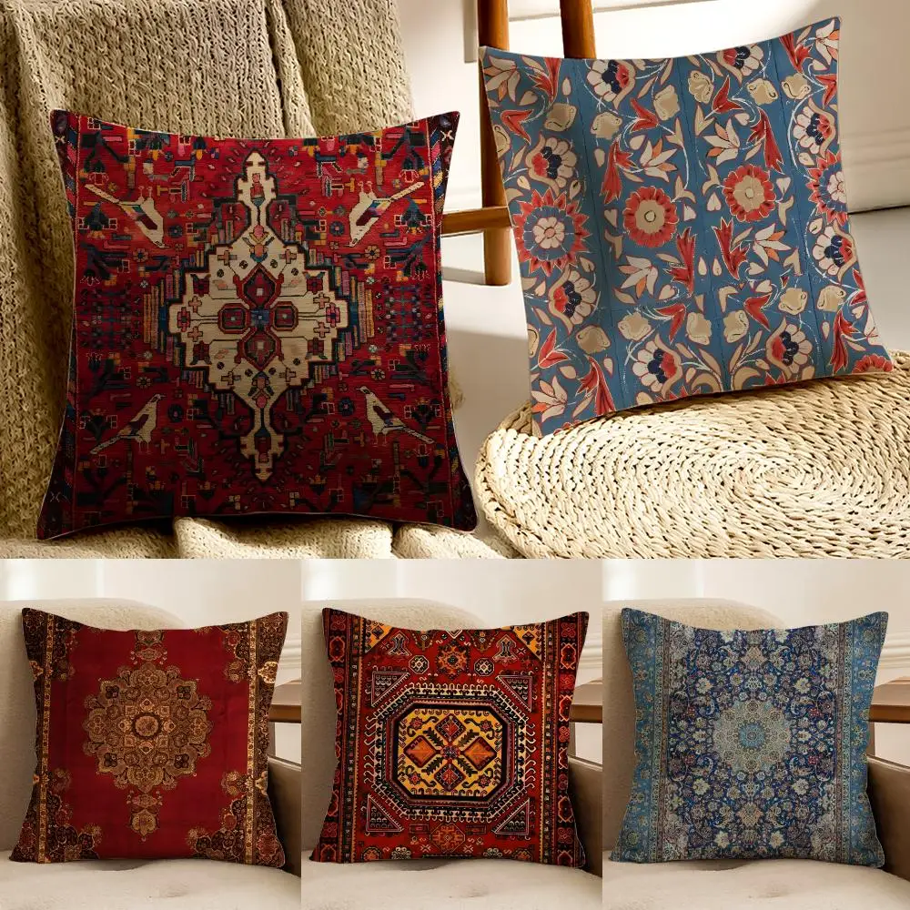V-Vintage Persian Cushion Cover Pillowcase Anti-dustmite living Room Sofa Decor Cushion Room