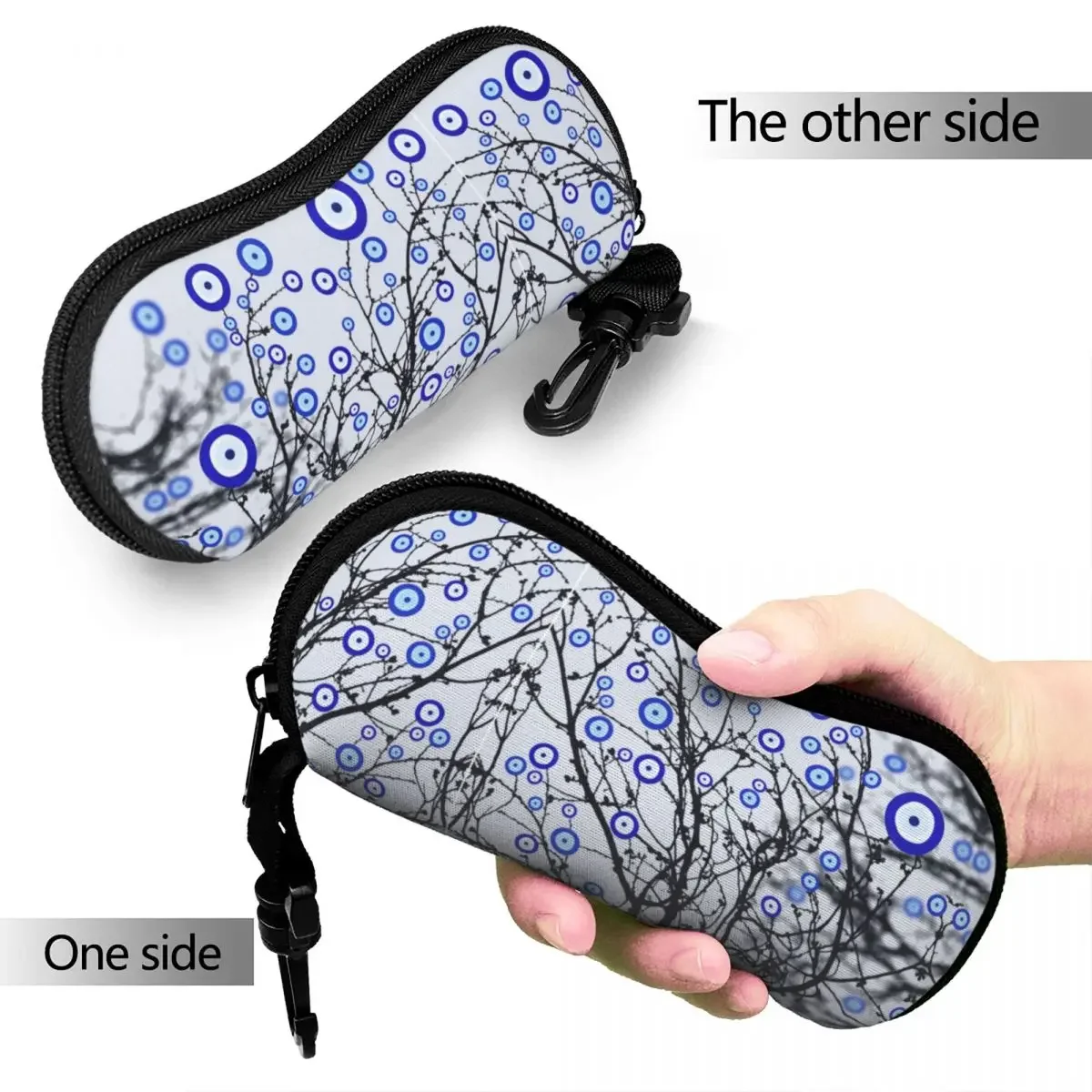 Evil Eye Tree Glasses Case Lightweight Blue Nazar Amulet Pattern Boho Sunglasses Protector Anti-Pressure  Box