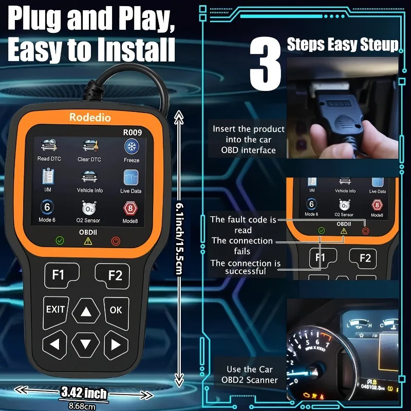 Enhanced Universal Obd Ii Scanner Car Engine Fault Code Reader Can Diagnostic Scan Tool, Read and Clear Error Codes for 1996
