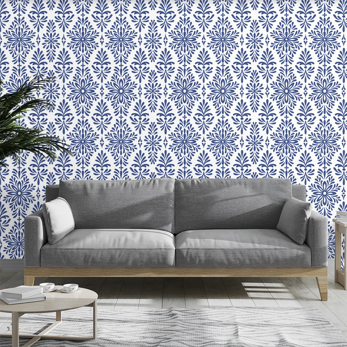 

Самоклеящиеся предварительно обжаренные цветочные обои цвета селадона, наклейка для ремонта стен гостиной, водонепроницаемые дамасские текстурированные обои