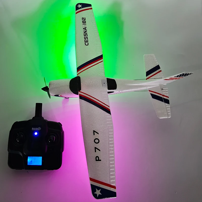 أفضل 3CH P707Gyro Cessna RC طائرة 2.4G 3D/6G مع شاشة الكريستال السائل ضوء الليل الثابتة الجناح الطائرات RTF لعب للأولاد هدية #3
