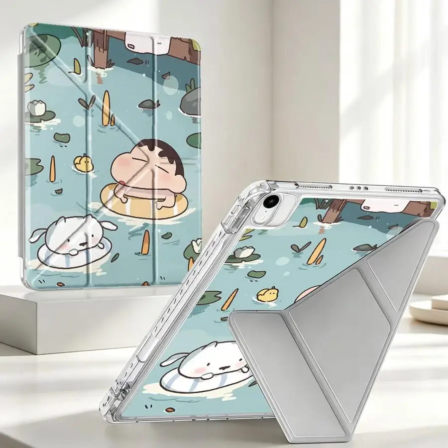 With Pen Slot Cover Tablet Case For iPad 9th 12th 10th Gen 11th Mini 7 6 5 Air 8 M2 M3 3 Pro 13 2025 2026 Crayon Shinchan Hot