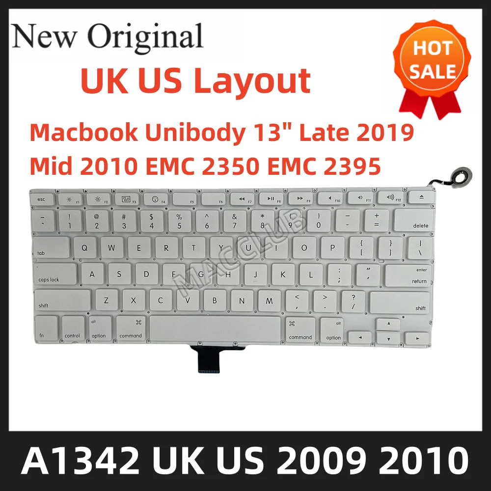 

New A1342 Keyboard US UK English Keyboards for Macbook 13" inch Unibody White A1342 EMC 2350 2395 US Keyboard