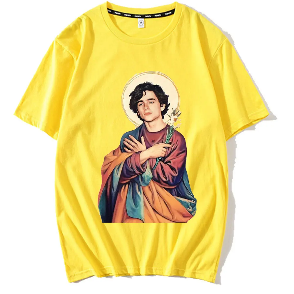 Timothee Chalamet Saint Men Fashion Top T Shirt Short Sleeve Retro 90s TV Fan Unisex Summer Trend Soft Casual Oversized T-shirt