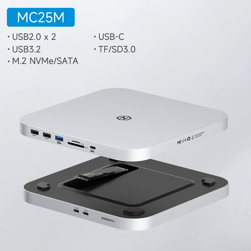 Hagibis USB C Hub for Mac mini M1/M2 with HDD Enclosure 2.5 SATA