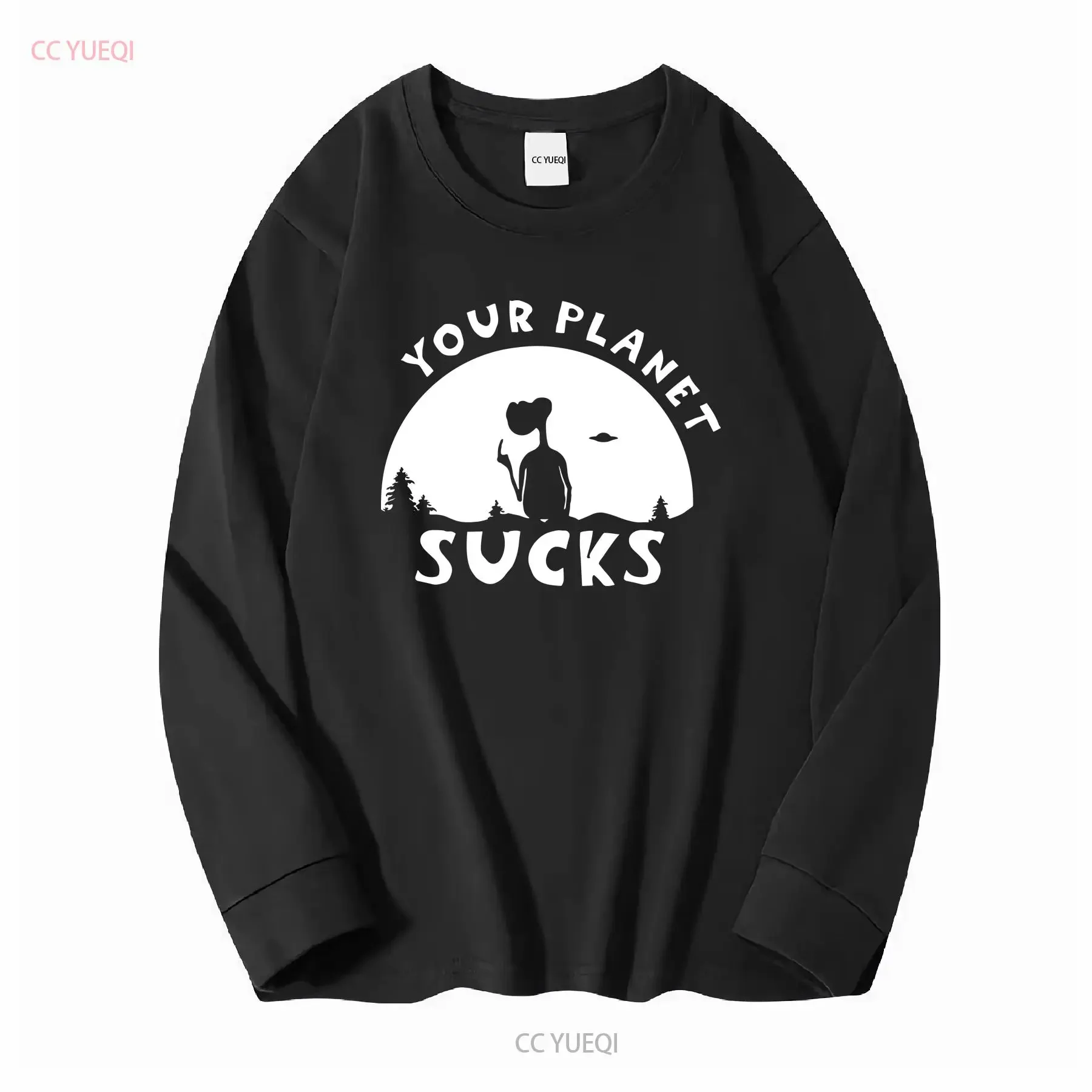FUNNY AREA 51 ALIEN MEN SHIRT WITH YOUR PLANET SUCKS SHORT SLEEVE UFO NERD TEE long sleeves vintage Washed Versatile Soft