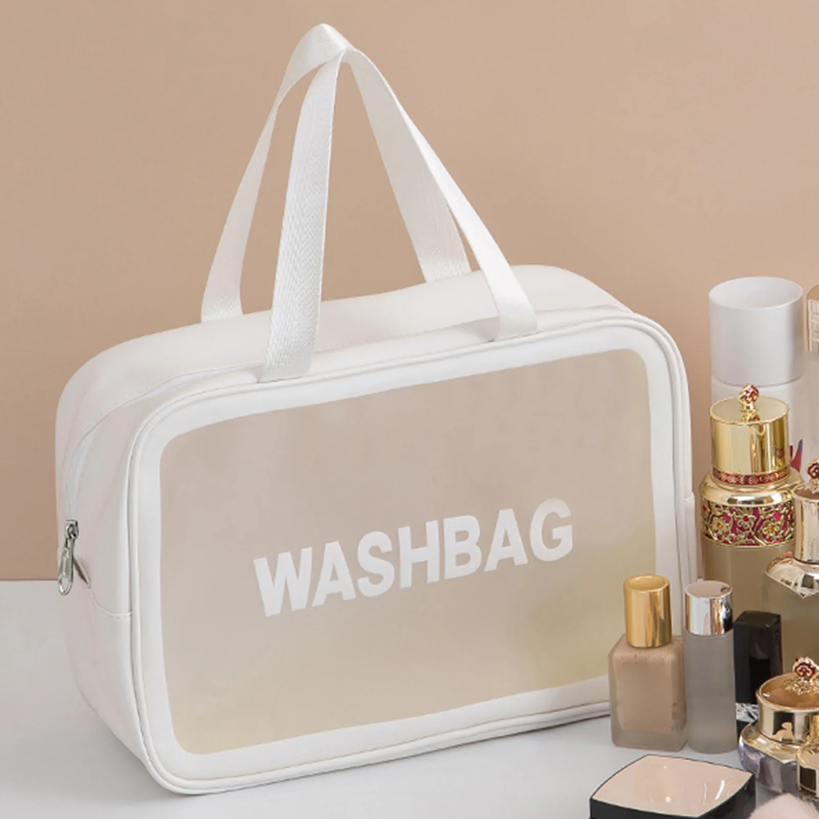 Women Men PU Toiletry Bag Portable Translucent Waterproof Makeup Cosmetic Bag Toiletry Organizer for Accessories