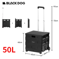 Naturehike BLACKDOG Folding Trolley 50L Outdoor Picnic Camping Storage Box Cart With Wheels Pull Rod Shopping Hand Pushing Cart