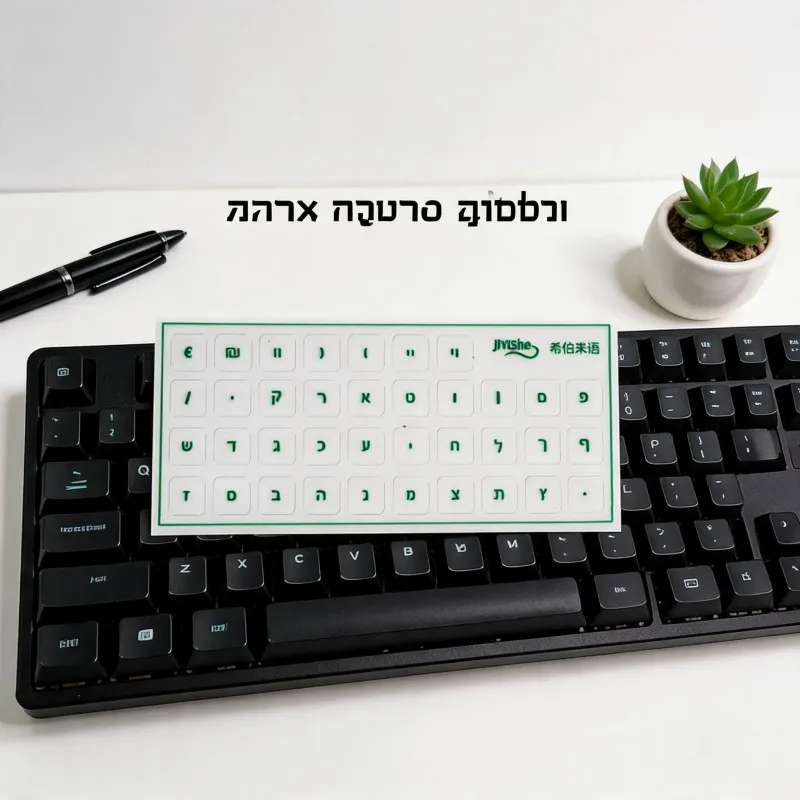 Hebräische Tastatur-Aufkleber, weiß, schwarz, hebräisches Alphabet, Tastenkappen-Etiketten, abziehbare Folie, transparenter Tastatur-Ersatz-Aufkleber für – Detail 8